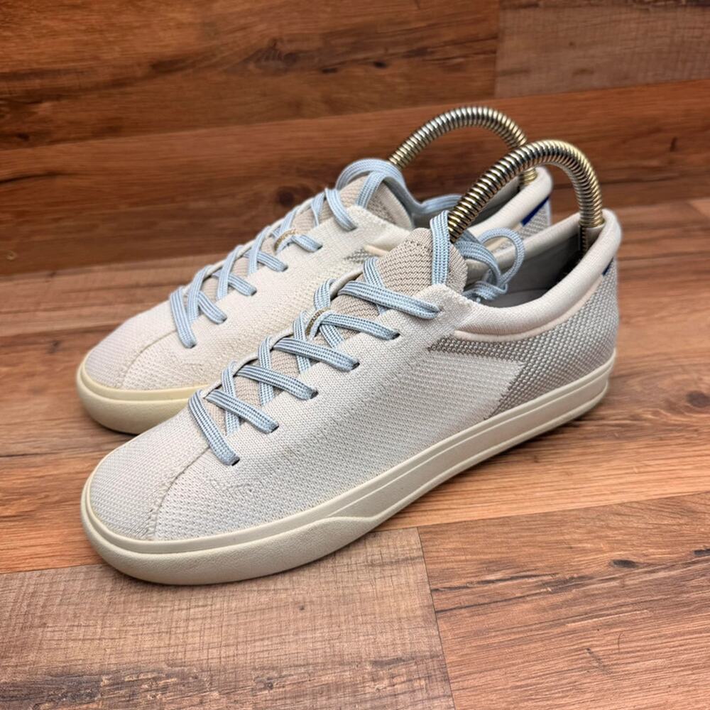 Rothys Womens Size 7.5 Ivory Cream Knit Lace Up Sneakers Washable